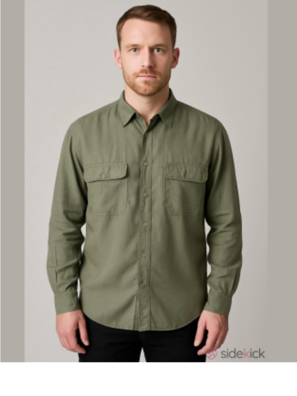 Crossings Olive Button-Up Shirt 100% silk Large